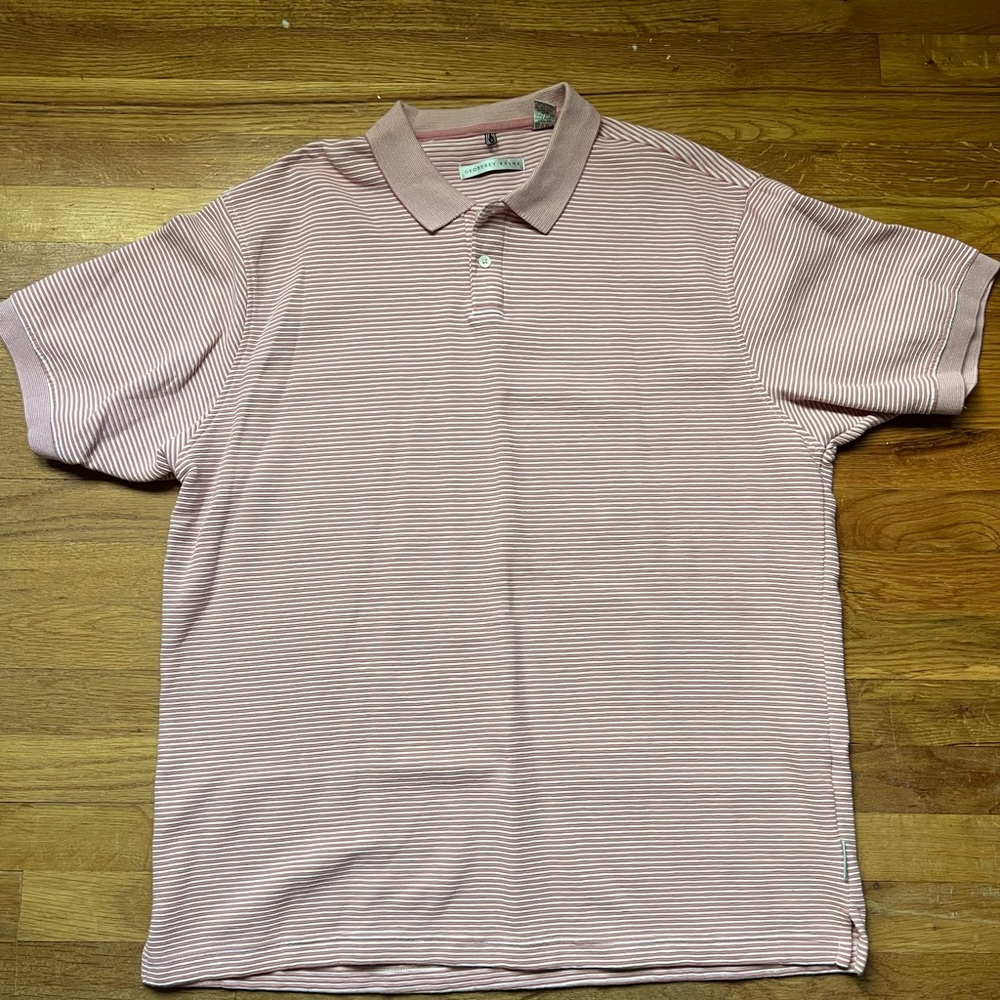 Geoffrey Beene Pink striped Polo Shirt size XL